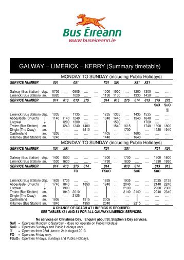 Limerick – Kerry - Bus Eireann