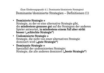 Dominante/dominierte Strategien – Definitionen (1)