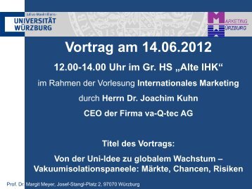 Vortrag am 14.06.2012 - Universität Würzburg