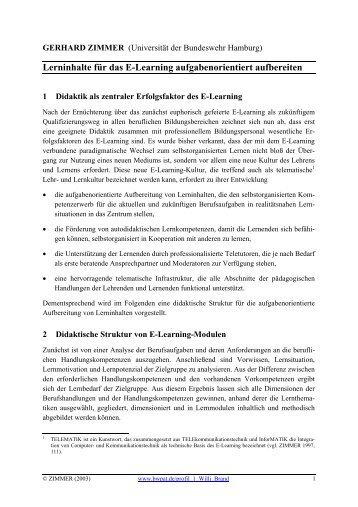 Lerninhalte für das E-Learning aufgabenorientiert aufbereiten