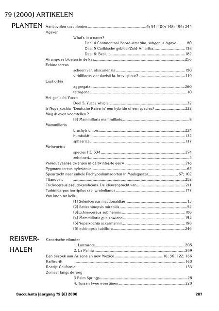 1 SUCCULENTA jaargang 79 (1) 2000 - Au Cactus Francophone