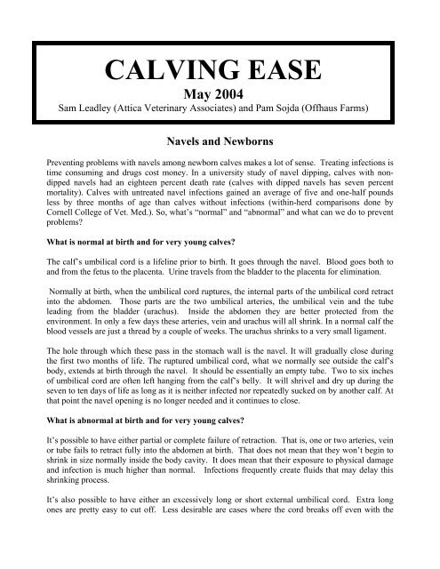 Navels and Newborns (Calving Ease) - Calf Notes.com