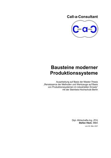 Bausteine moderner Produktionssysteme - Call-a-Consultant