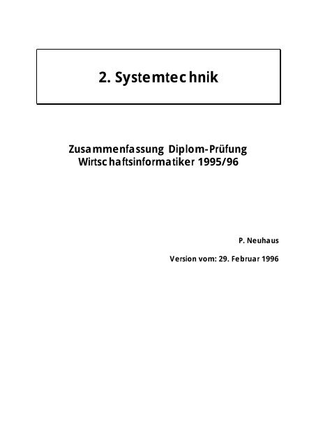 2. Systemtechnik Zusammenfassung Diplom-Prüfung ... - Camuso.ch