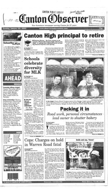 Canton Observer for January 20, 2002 - Canton Public Library