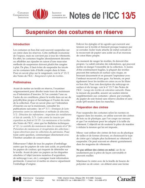 Format PDF - Institut canadien de conservation