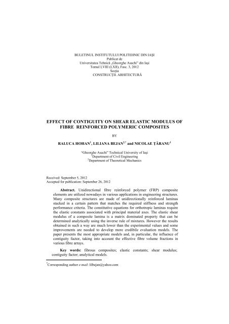 effect of contiguity on shear elastic modulus of fibre reinforced ...