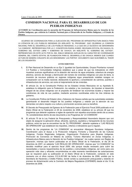 13 de julio de 2009 - Comisión Nacional para el Desarrollo de los ...