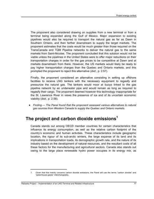 Report - Agence canadienne d'évaluation environnementale