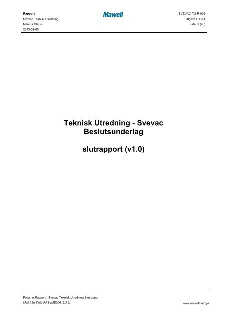 Svevac Teknisk Utredning Slutrapport