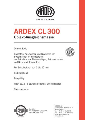 ARDEX CL300 Objekt-Ausgleichsmasse