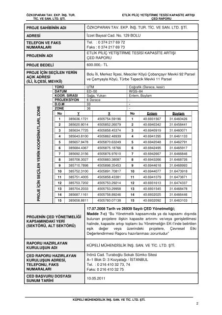 ÖZKOPARAN TAV. EKP. İNŞ. TUR. TİC. VE SAN. LTD. ŞTİ.