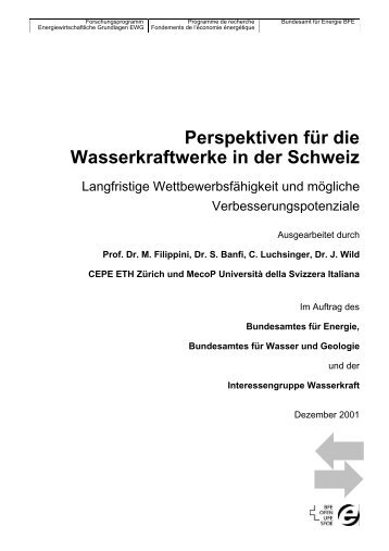 Perspektiven für die Wasserkraftwerke in der Schweiz - CEPE