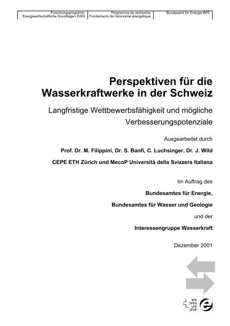 Perspektiven für die Wasserkraftwerke in der Schweiz - CEPE