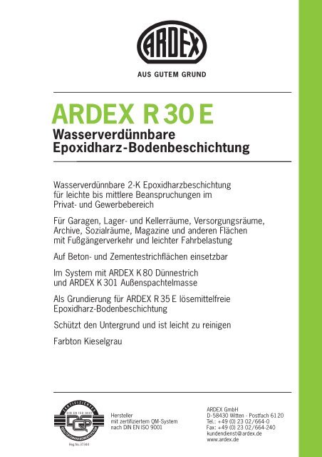 ARDEX R30 E Wasserverdünnbare Epoxidharz-Bodenbeschichtung
