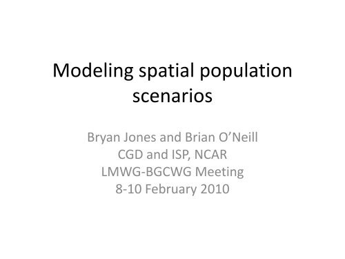 Modeling spatial population scenarios