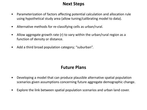 Modeling spatial population scenarios