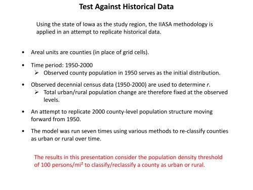 Modeling spatial population scenarios