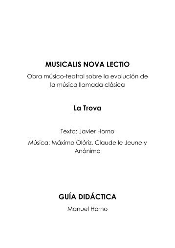 MUSICALIS NOVA LECTIO La Trova GUÍA DIDÁCTICA - Navarra