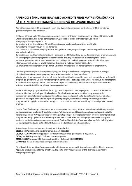 appendix 1 - Chalmers tekniska högskola