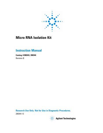 Manual: Micro RNA Isolation Kit - Agilent Technologies
