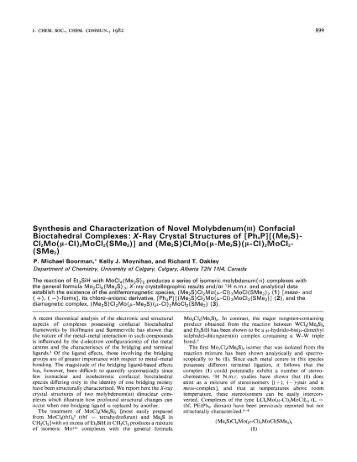 Synthesis and Characterization of Novel Molybdenum(ll1) Confacial ...