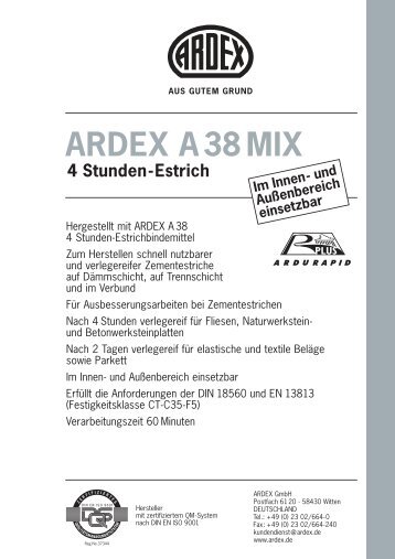 ARDEX A38MIX 4 Stunden-Estrich