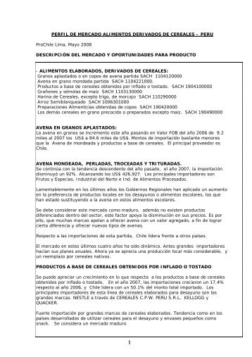 DEPARTAMENTO ECONÓMICO PERÚ PERFIL ... - Chilealimentos