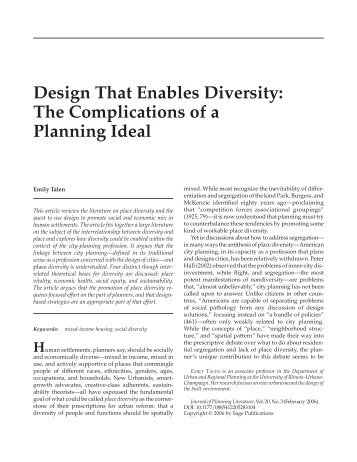 Design That Enables Diversity: The Complications of a Planning Ideal