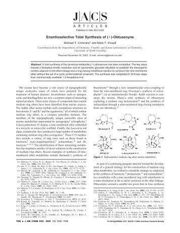 Enantioselective Total Synthesis of (+)-Obtusenyne