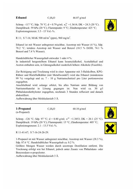 Trocknen von Feststoffen, Lösungen und Lösungsmitteln (Uni ...