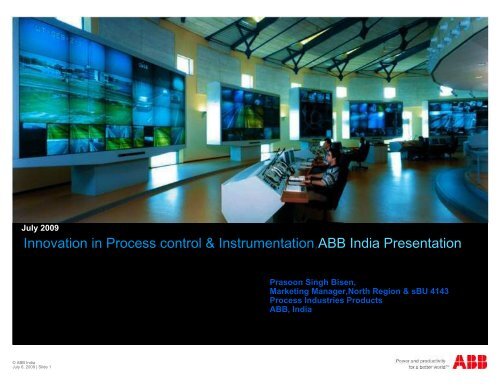 Innovation in Process Control & Instrumentation Mr Prasoon Bisen ...