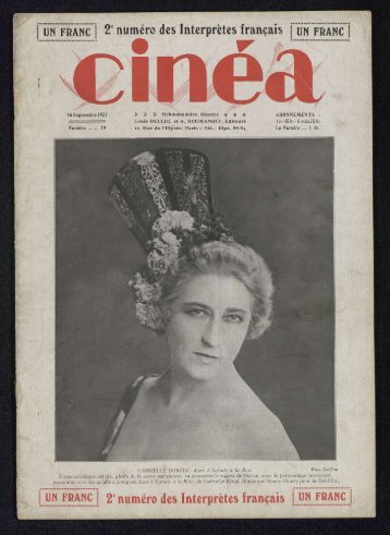 Cinéa n°19, 16/09/1921 - Ciné-ressources