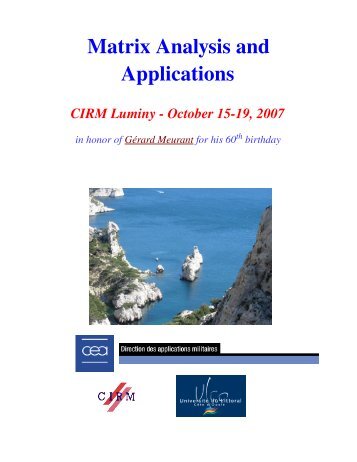 Matrix Analysis and Applications - CIRM