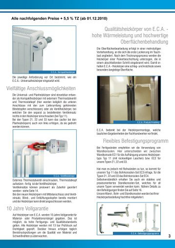 Preise in € Ventilheizkörper mit Mittelanschluss - CK-Heiztechnik