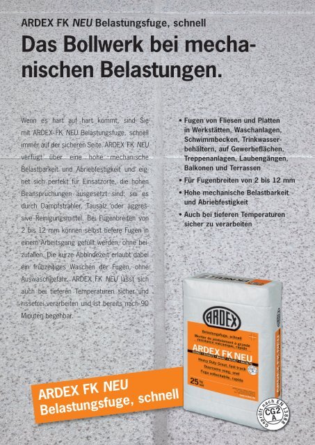 ARDEX FK NEU Belastungsfuge, schnell