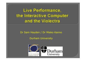 Dr Sam Hayden / Dr Mieko Kanno Durham University
