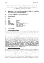 proposition pour l'inscription d'especes aux annexes de la ...