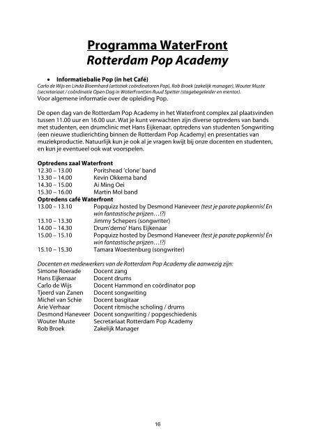 Programma Concertzalen - Codarts