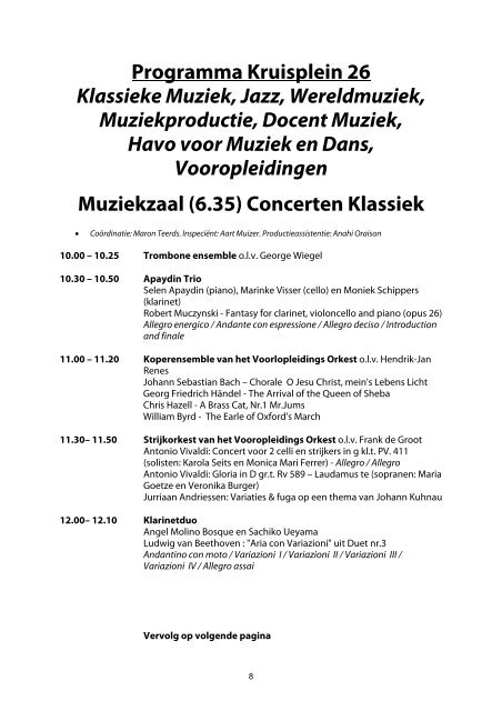 Programma Concertzalen - Codarts