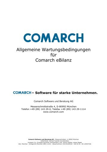 Allgemeine Wartungsbedingungen für Comarch eBilanz