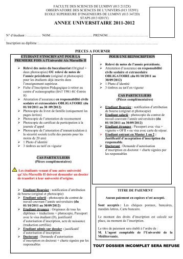 dossier A3 liste pièces à fournir OSU - Centre d'Océanologie de ...