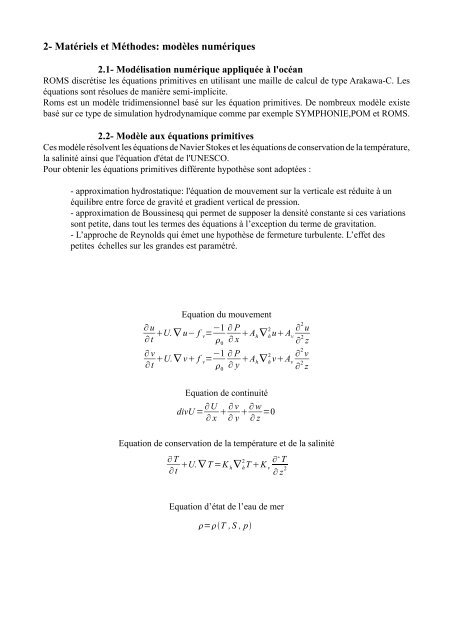 ETUDE DU BASSIN LEVANTIN PAR LE MODELE ROMS