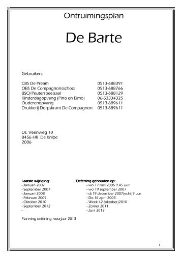 Ontruimingsplan De Barte sept 2012 - De Compagnonsschool