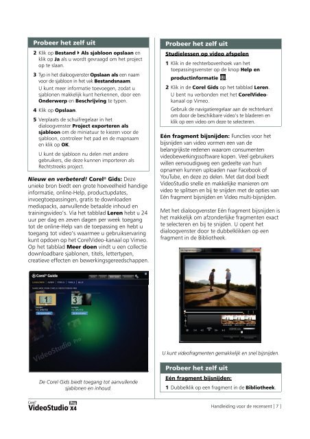 Corel VideoStudio Pro X4 Reviewer's Guide (NL) - Corel Corporation