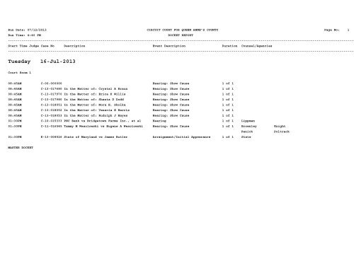 View the Weekly Docket - Maryland state court system