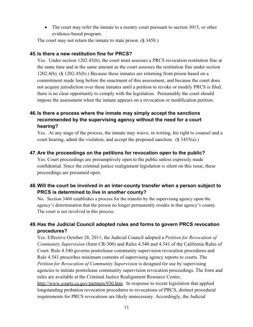 2011 Criminal Justice Realignment Act ... - California Courts