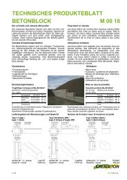 TECHNISCHES PRODUKTEBLATT BETONBLOCK M 00 18