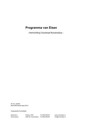 Programma van Eisen herinrichting Voorstraat - Gemeente ...