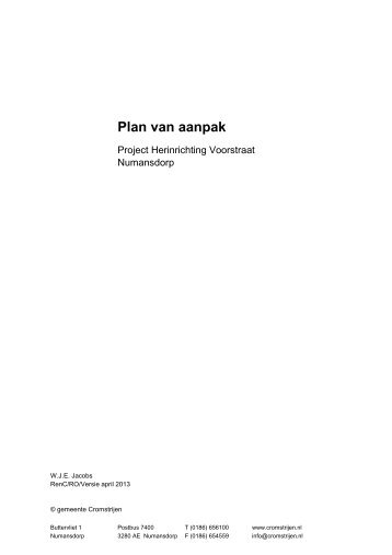 Plan van aanpak herinrichting Voorstraat - Gemeente Cromstrijen